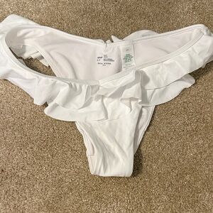 Aerie White Ruffle Bikini Bottom